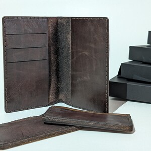 cuero, hecho a mano, regalo personalizado, billetera, billetera para tarjetas, regalo para hombres, tarjetero, tarjetero, regalo para esposo, billetera plegable, proyecto de cuero