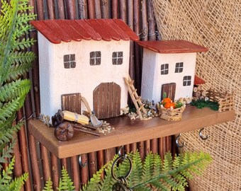 A unique country-style key holder "Farmhouse" with many original details, handcrafted from environmentally friendly materials.