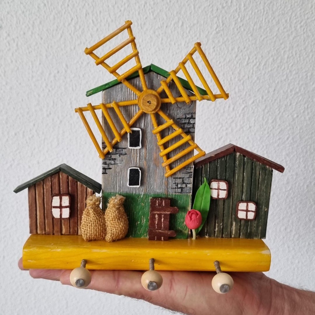 Key Ring Windmill Windmill Key Rack. Dutch Farmhouse Style Key Holder. Cottagecore Key ...