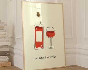 Red Wine Art Print: Italian Kitchen Decor (Digital Download)