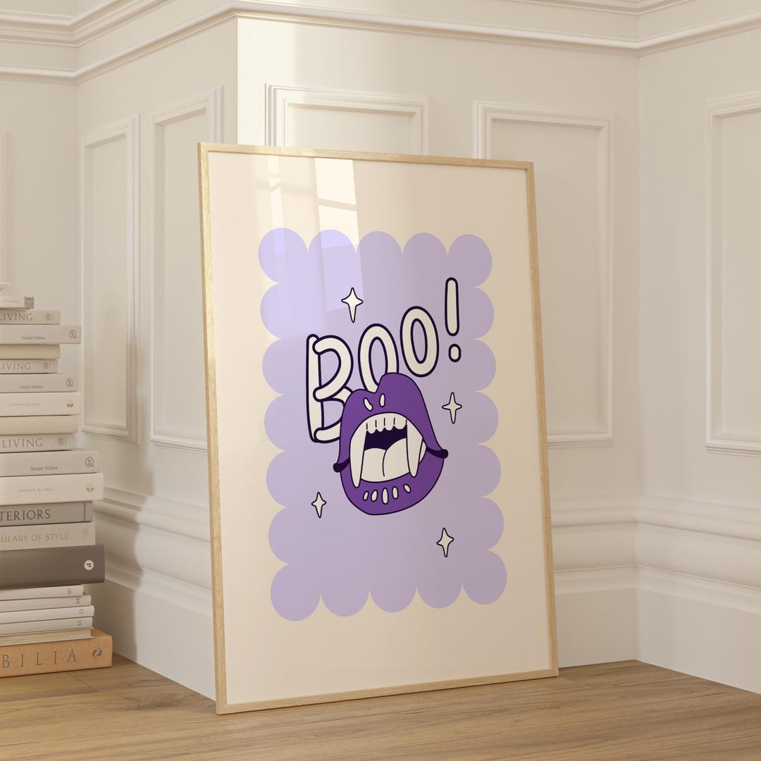 BOO! Vampire Lips Wall Art Print: Scary Halloween Poster Decor (digital ...