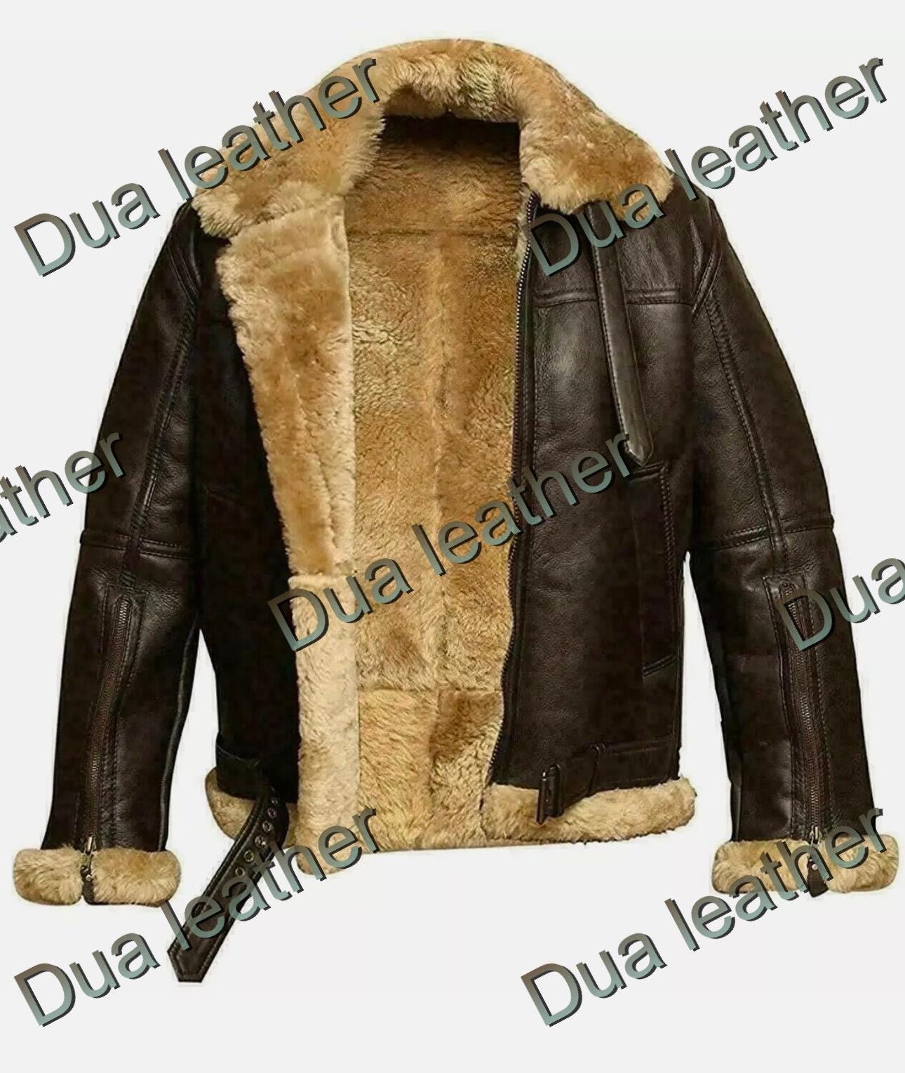 ムートン・ファーコート Left Aviator B3 Mustang Jacket Marlboro Men's B3 Shearling Flight Jacket Aviator Winter Coat Fur