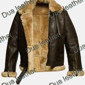 Men’s Shearling Leather Jacket, Faux Sheepskin Jacket, Bomber Aviator Jacket, Genuine Sheepskin Flight Coat, Fur Lined Winter Leather Jacket
