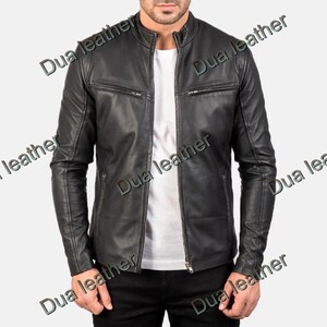 Black Leather Jacket For Men Motorcycle Jacket Steampunk Leather Jacket Mens Leather Biker Jacket Sheepskin Leather Unique Gift Idea For Him