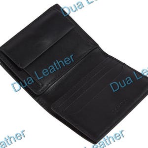 Handmade Black Leather Bifold Wallet: Slim Minimalist Design