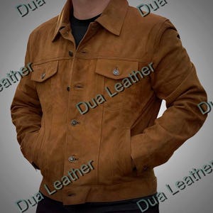 Brown Vintage Suede Leather Coat, Men&#39;s Brown Suede Leather Jacket, Vintage Bomber Style, Handmade Casual Outerwear, Gift for Him,