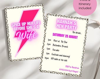 90s Bridal Hen Party Invites and Itinerary|Editable Canva Template|Retro Hen Party|Personalised|Bachelorette or Hen Parties|INSTANT DOWNLOAD