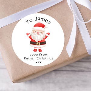 24 Personalised Christmas Stickers, Father Christmas Stickers, Christmas Wrapping Tags, Christmas Labels Santa Stickers Custom Gift tags