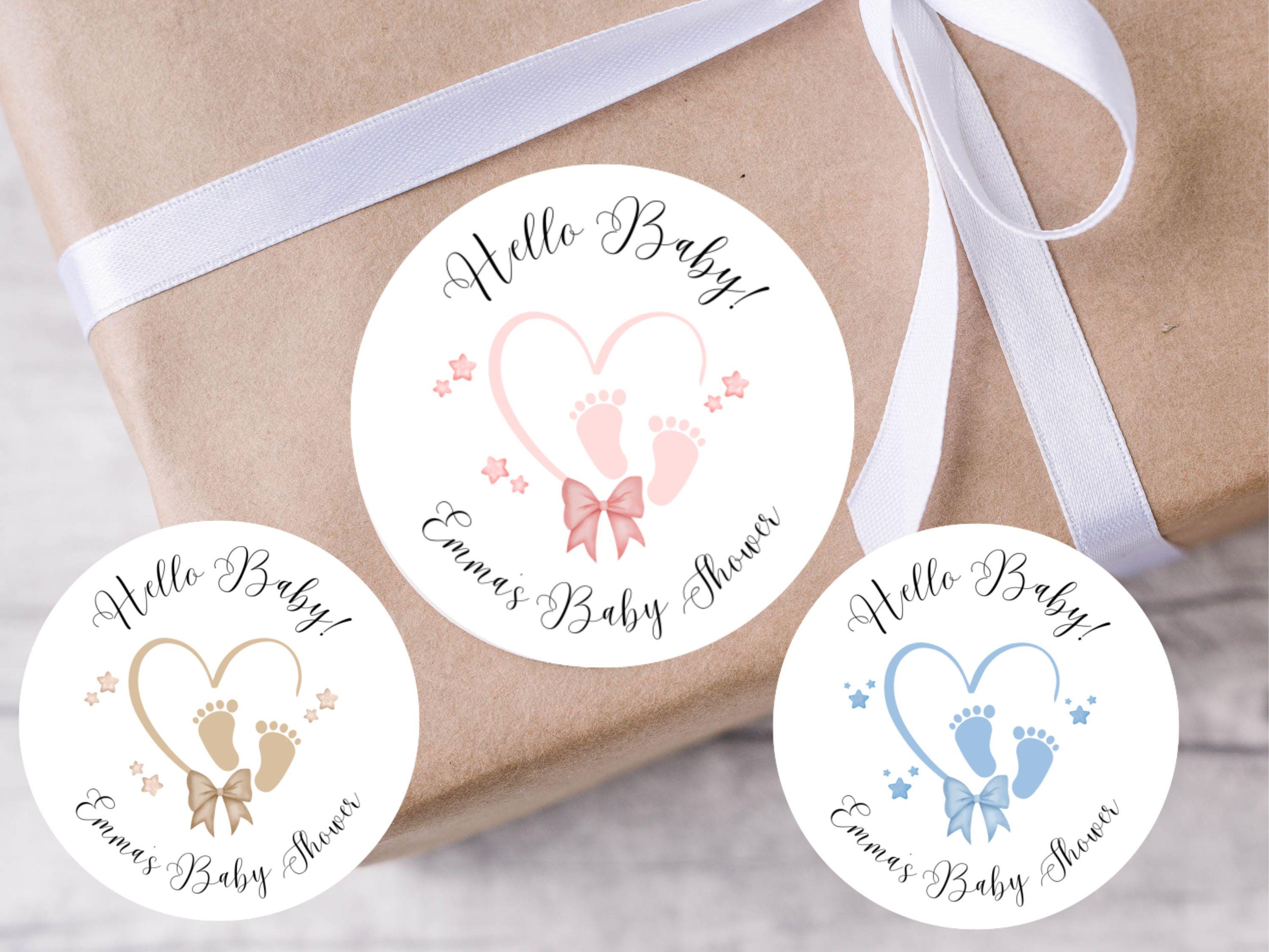 24 Personalised Hello Baby! Baby Shower Stickers, Favor Labels, Sweet ...