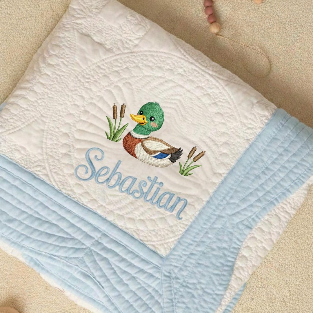 Personalized Mallard Duck Baby Blanket, Embroidered Baby Name Blanket ...