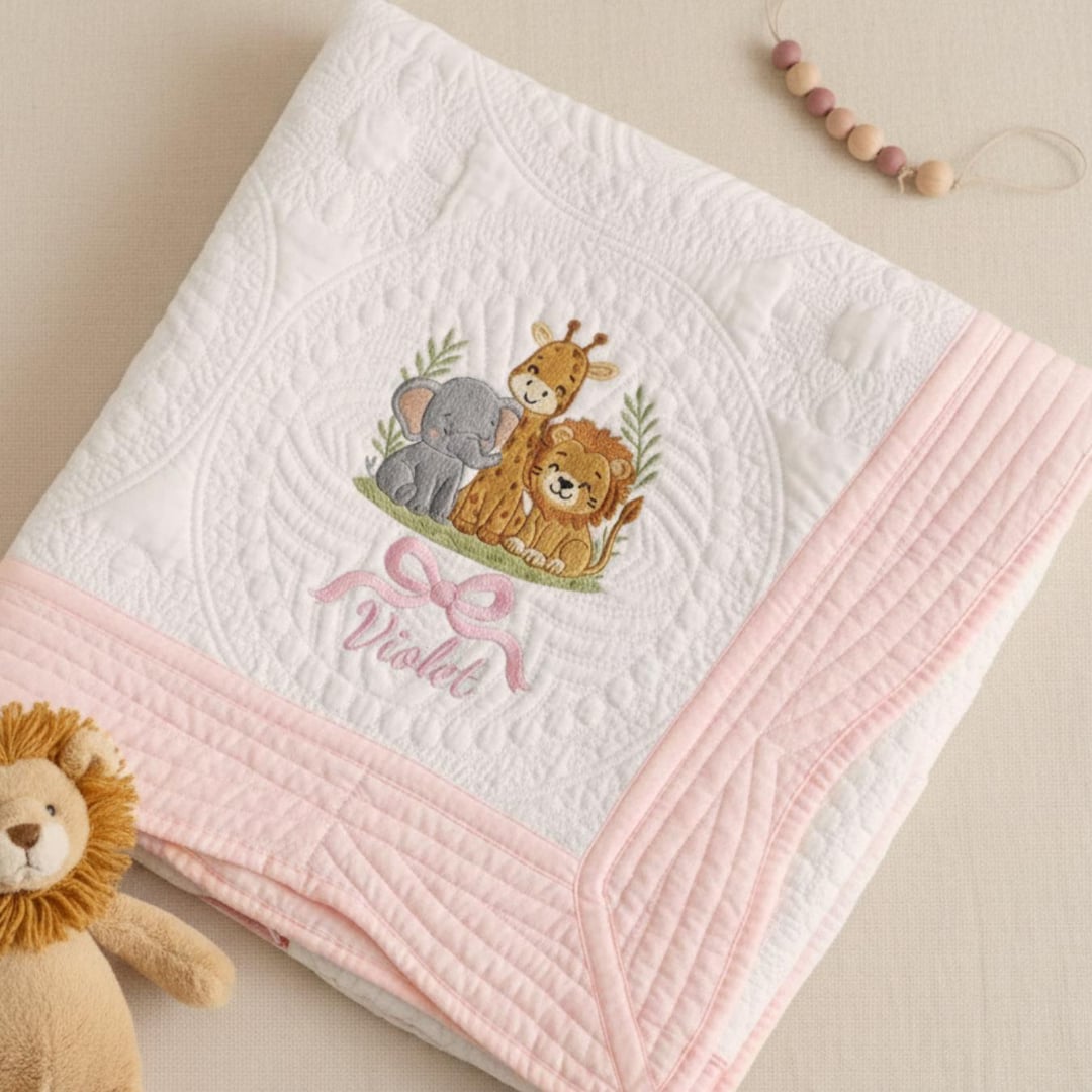 Personalized Embroidered Lion Baby Blanket, Custom Baby Name Blanket ...