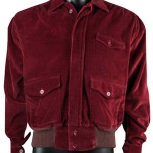 Jack Torrance The Shining Red Corduroy Bomber Jacket | 80s Horror Movie Costume | Vintage Cotton Corduroy Halloween Jacket for Men