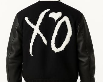 The Weeknd XO Tour Varsity Black Bomber Handmade Lettermen Jacket