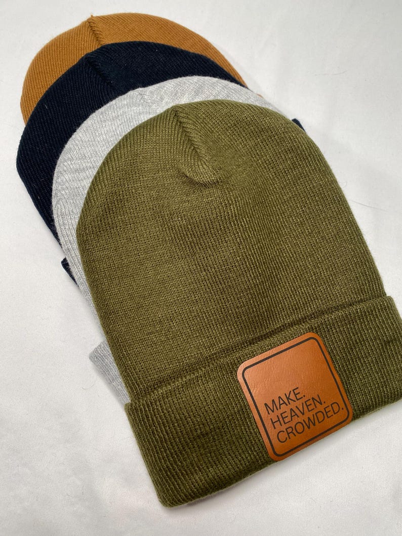 Make Heaven Crowded Christian hat soft and warm faith based knit hat perfect for winter a trendy and inspirational gift for a religious man woman or girl