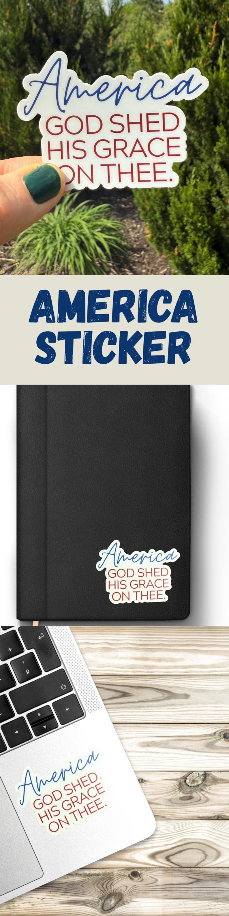 America Sticker for Journal Decal Gift for Friend America the Beautiful ...