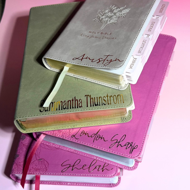 Custom NLT Bible with tabs christian gift idea for graduation gift for high school graduate faith inspired gift for wife personalized gifts Bible + Name + Tabs