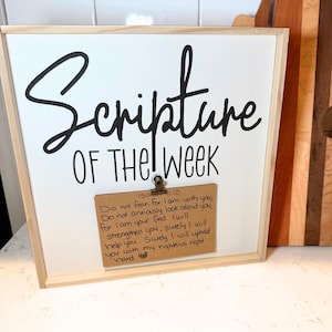 Scripture wall decor sign with Bible verse of the week clip board family devotional wall sign inspirational office art for pastor gift for