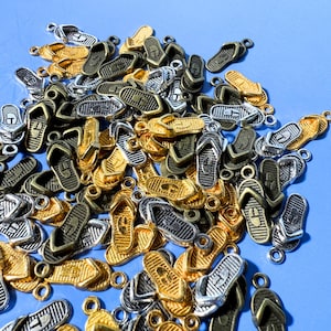 flip flop charms jewelry accessory summer beach wear shoes silver flip flop lake life charm gold sandal charm bracelet beach day flip flop