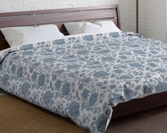 Edredón floral azul – Acogedora ropa de cama de microfibra – Regalo para dormitorio estilo cottagecore