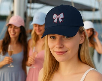 Coquette Bow Embroidered Dad Hat: Y2K Soft Girl Baseball Cap