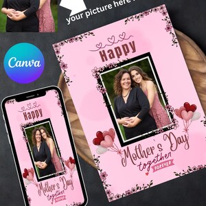 Diseño de tarjeta personalizada para el Día de la Madre, invitación única, diseños de invitación, deseos para el Día de la Madre, tarjeta de cumpleaños personalizada con foto para mamá.