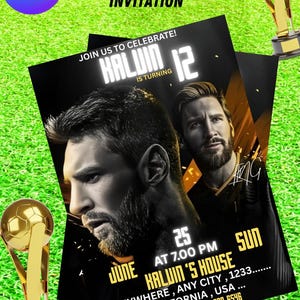 Messi Birthday Invitation Card, editable birthday template, printable birthday invitation, soccer birthday card, digital download