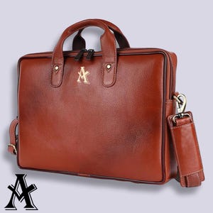 Bolso bandolera y maletín de piel marrón de primera calidad para negocios, viajes y uso diario: elegante bolso de piel profesional.