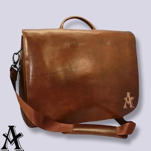 Bolso bandolera y maletín de piel marrón de primera calidad para negocios, viajes y uso diario: elegante bolso de piel profesional.