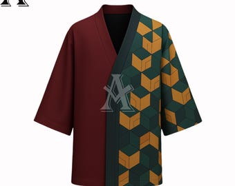 Robe kimono Giyu Tomioka : veste haori anime unisexe, cadeau pour lui