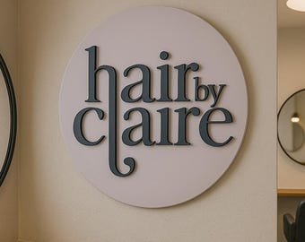 Round business logo sign , Hair Salon business logo sign, Business 3D logo Sign, Round Logo Sign, Business Sign