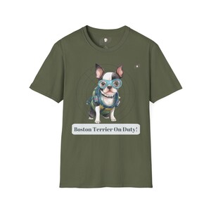 Boston Terrier On Duty T-Shirt, Cute Dog Apparel, Pet Lover Gift, Funny Dog Shirt, Casual Wear, Everyday Style, Gift for Dog Owners