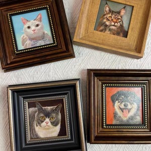 Hand-Painted Custom Pet Portrait: Gold Baroque Frame, Personalized Pet Memorial