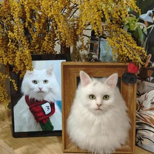 Custom Needle Felted Pet Portrait,  Personalized Pet Portrait,Wool Felt Pet Sculpture in Frame, Handmade Wool Pet Portrait, Pet Loss Gift
