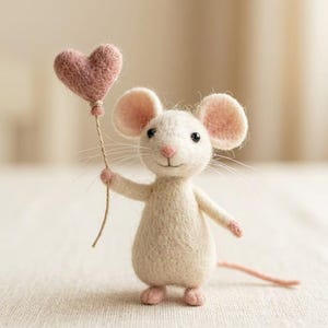 Handgemaakte vilten muis, aanpasbare vilten dierensculptuur, verjaardagscadeau, schattig dier ornament decor, uniek Moederdagcadeau voor haar