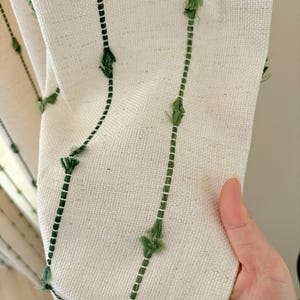 Green Linen Color Block Curtains: Natural Tone Layered Design