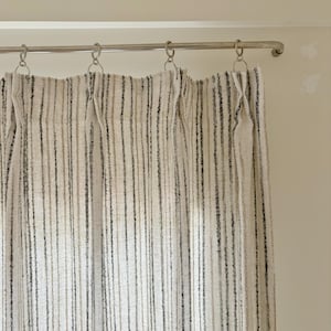 Linen Blend Pinch Pleat Curtains: Striped Modern Drapery, Custom Size