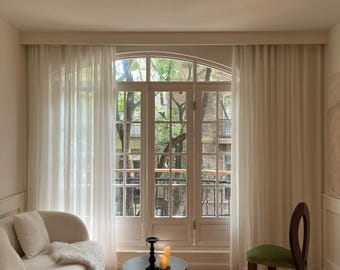 Weiße strukturierte Gardinen - Crinkle-Voile-Vorhänge, lichtfilternde Fensterpaneele, elegante minimalistische benutzerdefinierte Gardinen