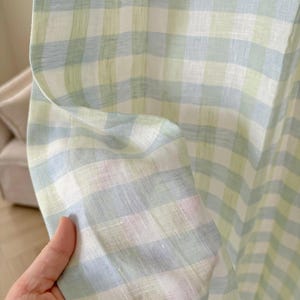 Gingham Linen Curtains: Soft French Country Cottage Drapes