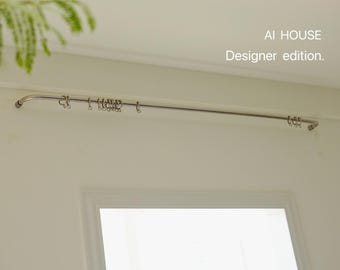 Barra de cortina de acero inoxidable, barra de cortina con retorno francés, barra de cortina de plata cepillada, herrajes modernos y minimalistas para cortinas de ventana, barra de cortina