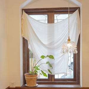 Custom Size Natural Window Panel,Minimalist Kitchen Café Curtain,Soft Light Filtering Drape