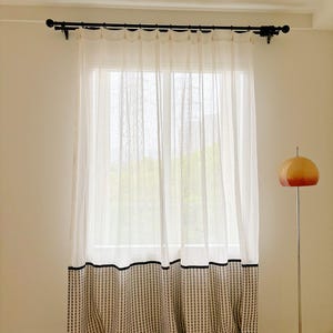 Window coverings linen,Custom color curtain panel, Linen curtains Color Block,Multifunctional heading curtains, Semi-sheer linen curtains.