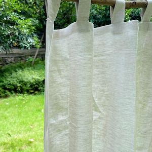 Stone Washed Linen Curtain: Soft Beige Tab Top Window Treatment