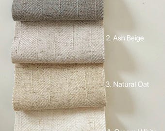 Flax Linen Herringbone Curtains, Custom Window Drapes