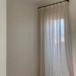 Linen Tulle Curtains, Tailored Curtains, Extra Long Curtains, Semi-Transparent Natural Linen Curtain, Living Room Bedroom Curtain, 1 Piece