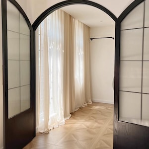 Custom Extra Wide Linen Sheer Curtains, 12 Color Options. Custom Made Rod Pocket, Grommet, Hook and Ring Options for Rod and Curtain Track