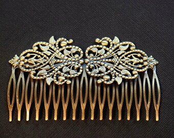 High Quality Antique Bronze Plated Filigree Hair Comb With 14 pins,Nicket Free 20/% off 6pcs