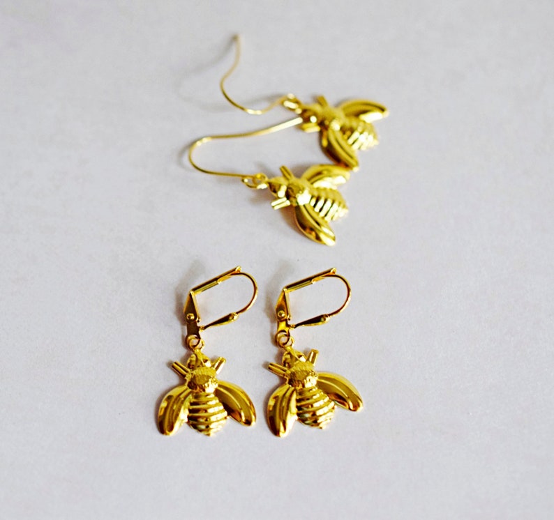 Honey Bee Jewelry Yellow Bee Charm Earrings Gold Bee Earrings Bubble Bee