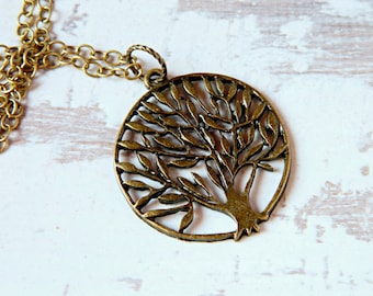 Tree of Life Necklace Weeping Willow Family Tree Charm Necklace, Long Pendant Necklace, Tree Jewelry, Birthday Gift, Mother's Day Gift