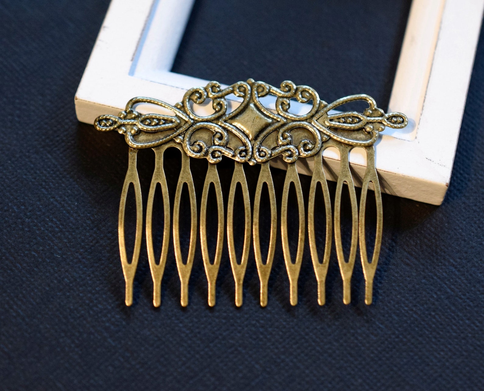 Antique Bronze Hair Comb Gold Filigree Decorative Hair Comb Etsy