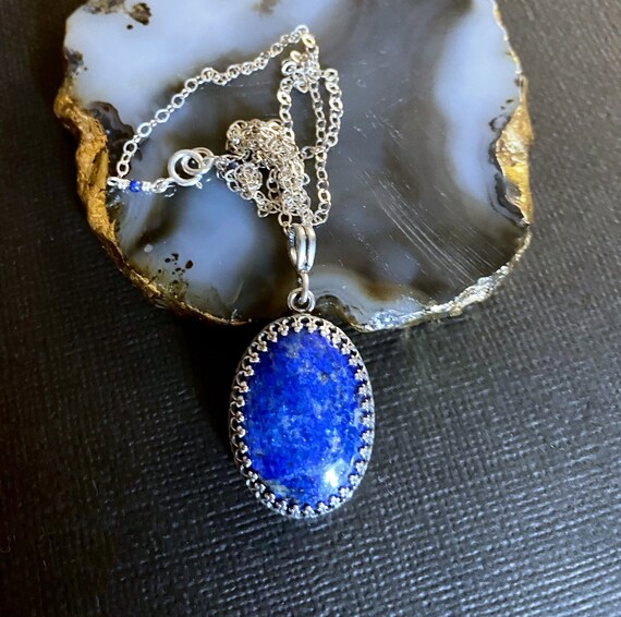 Lapis Lazuli Necklace Sterling Silver Etsy